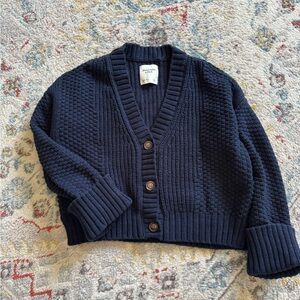 Abercrombie & Fitch Navy Chunky V-Neck Button Cardigan